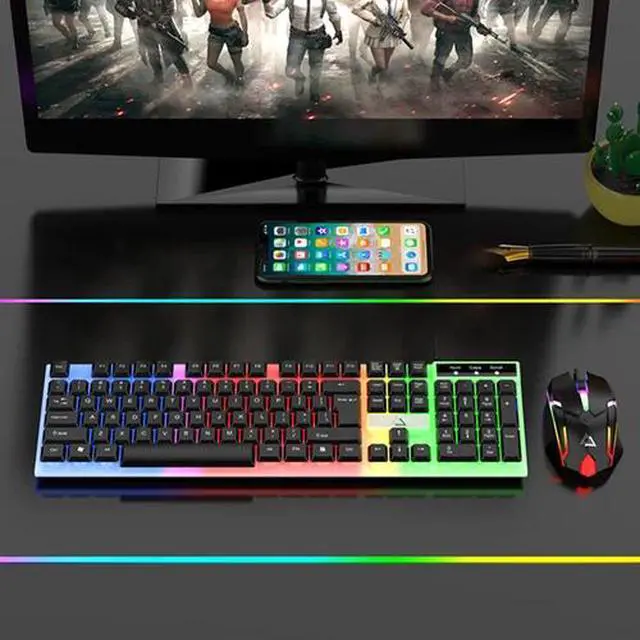 Alt view image 4 of 7 - RGB Gaming Keyboard Mouse Combo- Anti-Ghosting Backlit for PC Laptop Desktop USA
