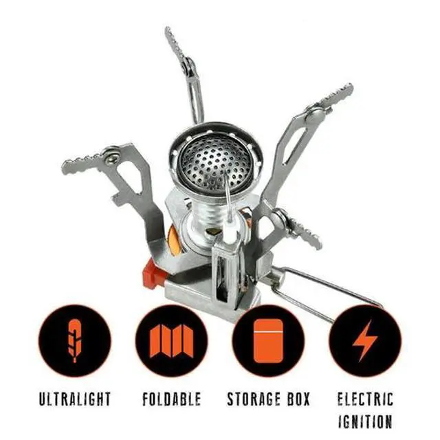 Alt view image 5 of 7 - Portable Cookware Gas Camping Stove Butane Propane Burner Outdoor Hiking Picnic