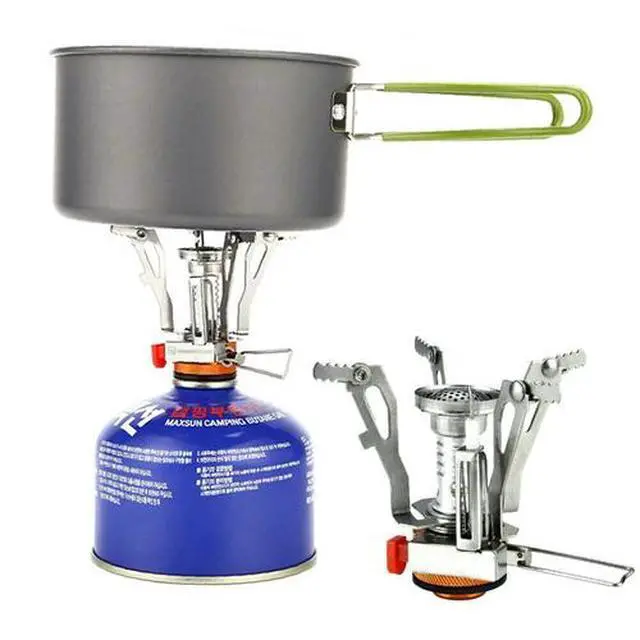 Alt view image 6 of 7 - Portable Cookware Gas Camping Stove Butane Propane Burner Outdoor Hiking Picnic