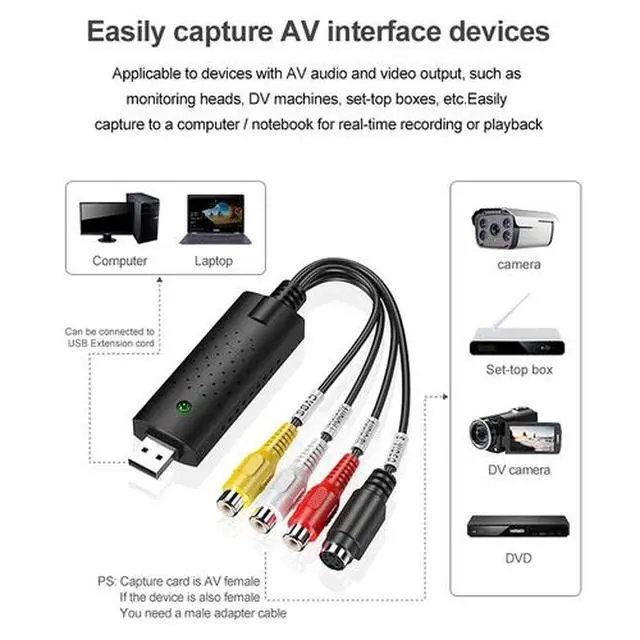 Alt view image 2 of 7 - USB 2.0 Audio TV Video VHS to DVD VCR PC DVR HDD Converter Adapter Capture Card