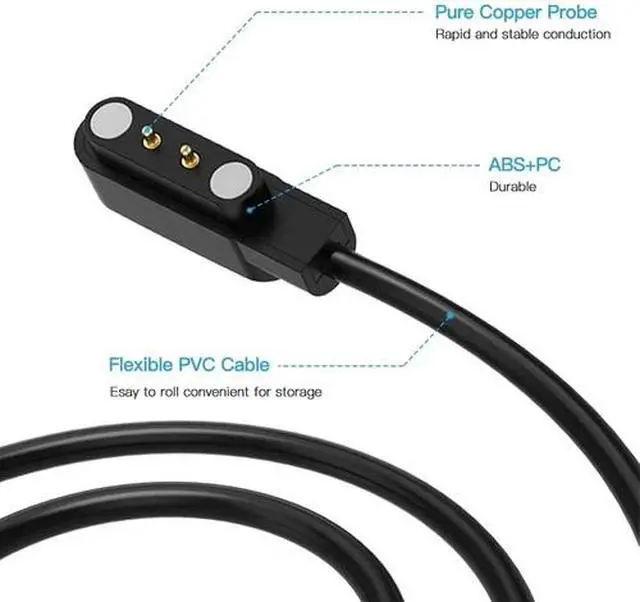 Alt view image 4 of 7 - 2-Pin Universal USB Data Charging Cable Magnetic Charger for Smart Watch 2.84mm