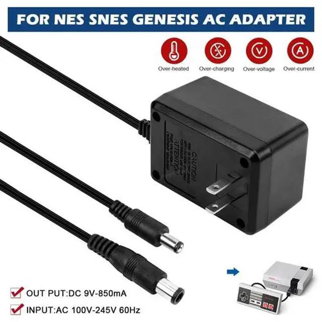 Alt view image 3 of 7 - AC Power Supply Adapter Cable + Audio AV RCA Cord for Nintendo NES SNES GENESIS