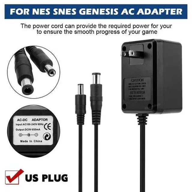 Alt view image 6 of 7 - AC Power Supply Adapter Cable + Audio AV RCA Cord for Nintendo NES SNES GENESIS