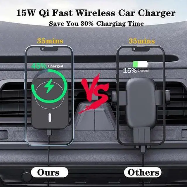 Alt view image 5 of 7 - 15W Wireless Magnetic Charger Car Mount Holder for iPhone 13 14 15 16 17 Pro Max