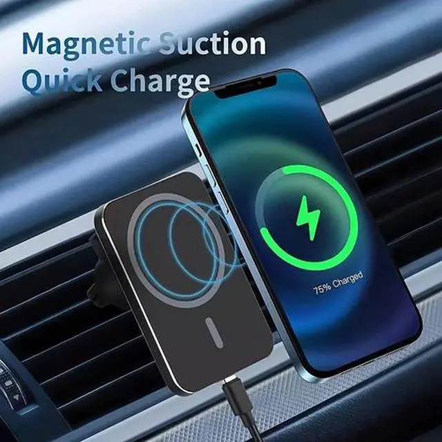 Alt view image 7 of 7 - 15W Wireless Magnetic Charger Car Mount Holder for iPhone 13 14 15 16 17 Pro Max