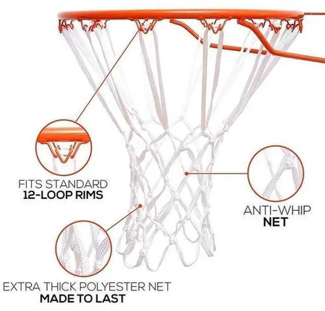 Alt view image 2 of 6 - Outdoor Replacement Basketball Net Heavy Duty All Weather Hoop Goal Rim Indoor