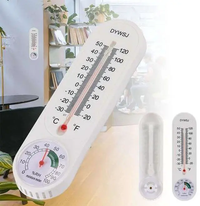 Main image of 2PC Wall Thermometer Indoor Outdoor Mount Garden Greenhouse Home Humidity Meter Tool