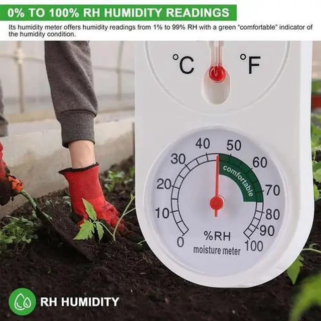 Alt view image 5 of 7 - 2PC Wall Thermometer Indoor Outdoor Mount Garden Greenhouse Home Humidity Meter Tool