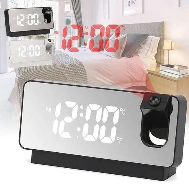 Alt view image 2 of 7 - 12/24H Digital LED Projector Temperature Time Alarm Clock Projection Monitor USB