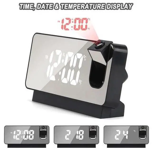 Alt view image 5 of 7 - 12/24H Digital LED Projector Temperature Time Alarm Clock Projection Monitor USB