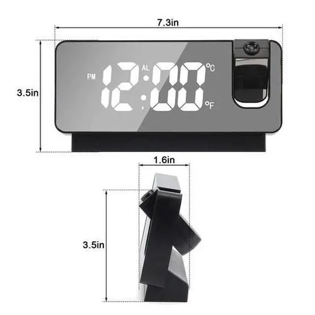 Alt view image 6 of 7 - 12/24H Digital LED Projector Temperature Time Alarm Clock Projection Monitor USB