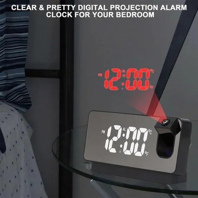 Alt view image 7 of 7 - 12/24H Digital LED Projector Temperature Time Alarm Clock Projection Monitor USB