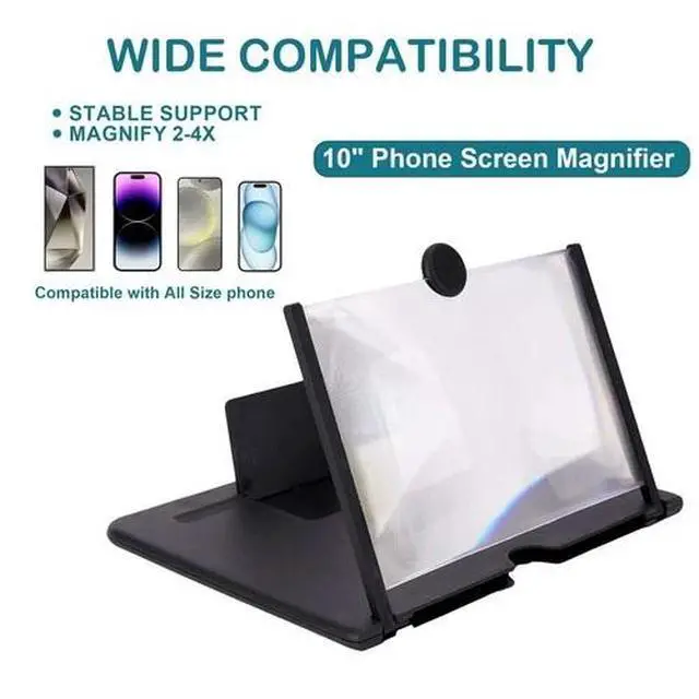 Alt view image 5 of 7 - 10in Mobile Phone Screen Magnifier 3D HD Video Amplifier Stand Black