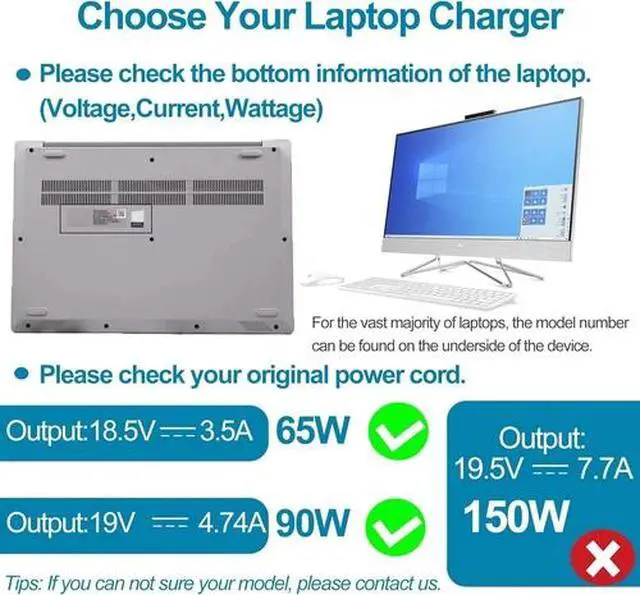 Alt view image 4 of 6 - For HP ProDesk 600 G1 G2 G3 G4 G5 G6 Desktop Mini PC 65W 90W AC Adapter Charger