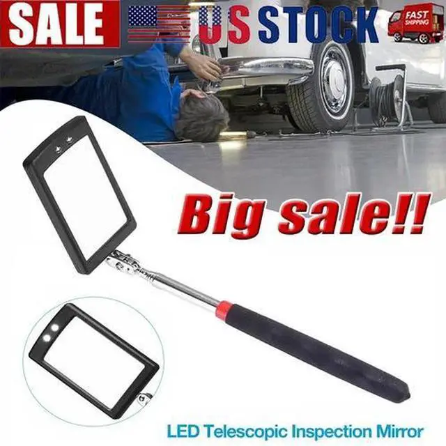 Main image of Inspection Mirror LED Lighted Mechanic Telescoping illuminate Swivel Extendable