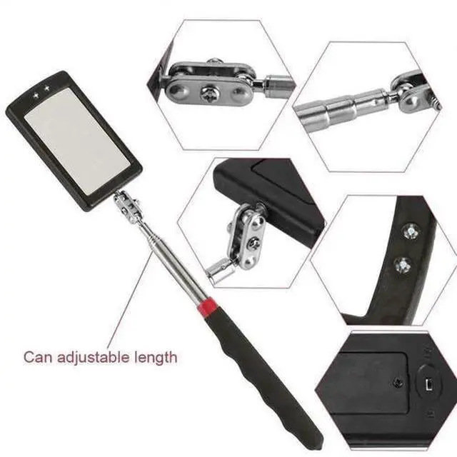 Alt view image 3 of 7 - Inspection Mirror LED Lighted Mechanic Telescoping illuminate Swivel Extendable
