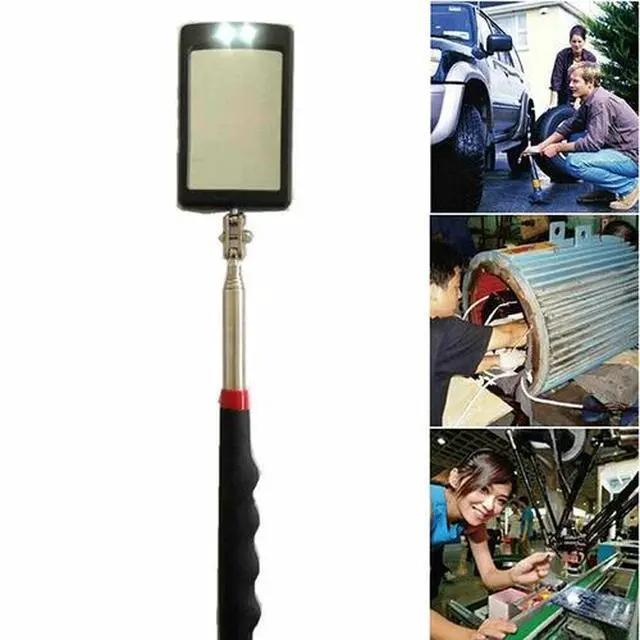 Alt view image 7 of 7 - Inspection Mirror LED Lighted Mechanic Telescoping illuminate Swivel Extendable