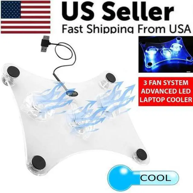 Main image of 3 Fans USB Cooler Cooling Pad Stand LED Light Radiator For Laptop PC Notebook