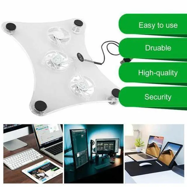 Alt view image 3 of 7 - 3 Fans USB Cooler Cooling Pad Stand LED Light Radiator For Laptop PC Notebook