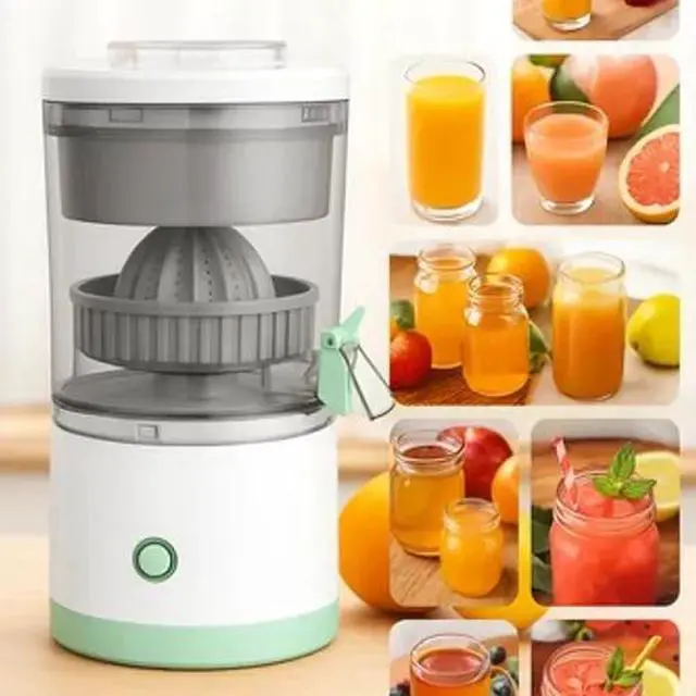Alt view image 2 of 7 - Electric Citrus Juicer Rechargeable Hands-Free Masticating Orange Lemon Squeezer