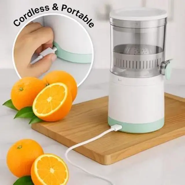 Alt view image 4 of 7 - Electric Citrus Juicer Rechargeable Hands-Free Masticating Orange Lemon Squeezer