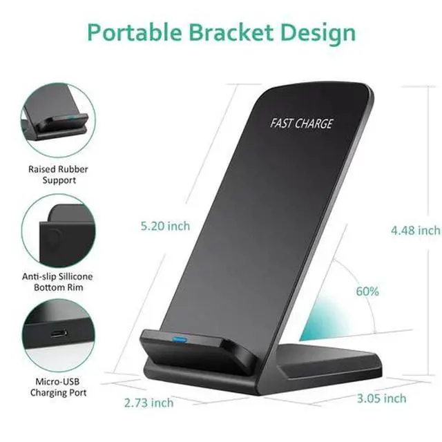 Alt view image 3 of 7 - Wireless Fast Charger Charging Pad Stand Dock For Samsung Galaxy iPhone Phone