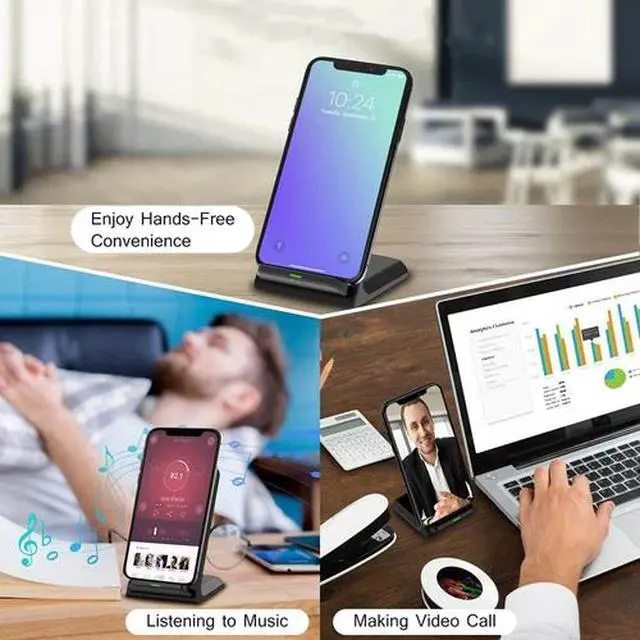 Alt view image 4 of 7 - Wireless Fast Charger Charging Pad Stand Dock For Samsung Galaxy iPhone Phone