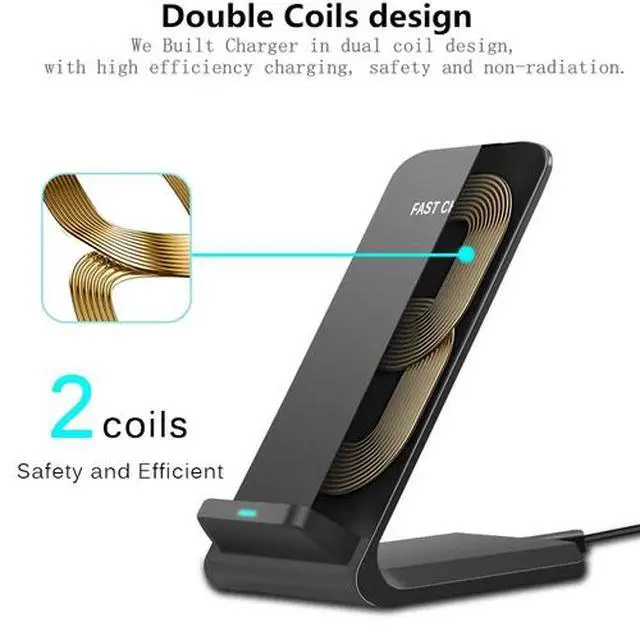 Alt view image 5 of 7 - Wireless Fast Charger Charging Pad Stand Dock For Samsung Galaxy iPhone Phone