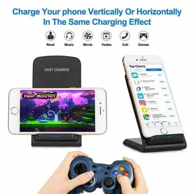 Alt view image 7 of 7 - Wireless Fast Charger Charging Pad Stand Dock For Samsung Galaxy iPhone Phone