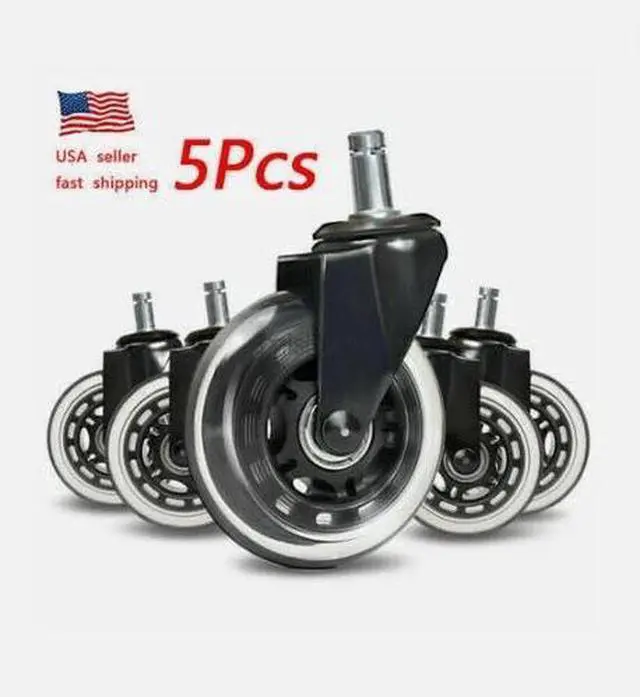 Main image of Set of 5 3 inch Office Chair Caster Rubber Swivel Wheels Replacement Heavy Duty