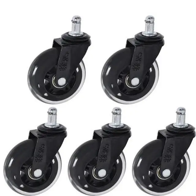 Alt view image 2 of 7 - Set of 5 3 inch Office Chair Caster Rubber Swivel Wheels Replacement Heavy Duty