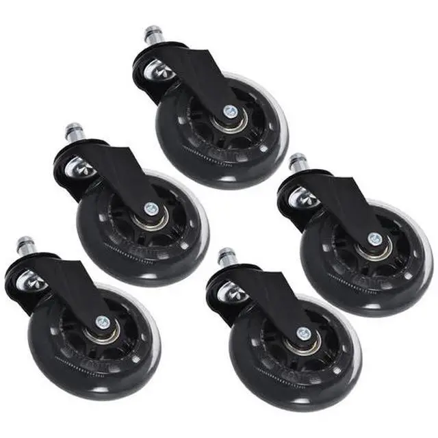 Alt view image 5 of 7 - Set of 5 3 inch Office Chair Caster Rubber Swivel Wheels Replacement Heavy Duty