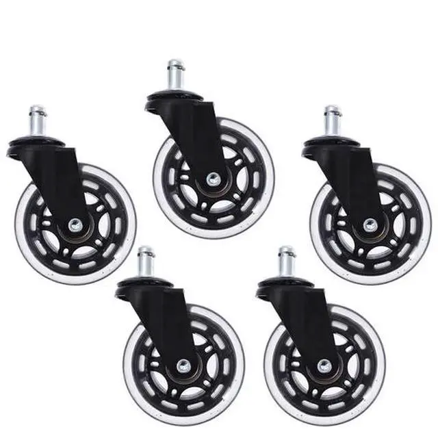 Alt view image 3 of 7 - Set of 5 3 inch Office Chair Caster Rubber Swivel Wheels Replacement Heavy Duty