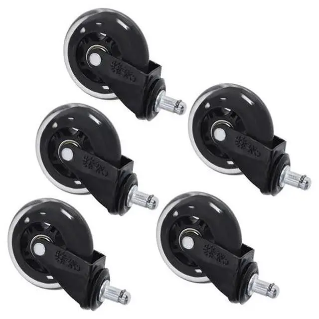 Alt view image 6 of 7 - Set of 5 3 inch Office Chair Caster Rubber Swivel Wheels Replacement Heavy Duty