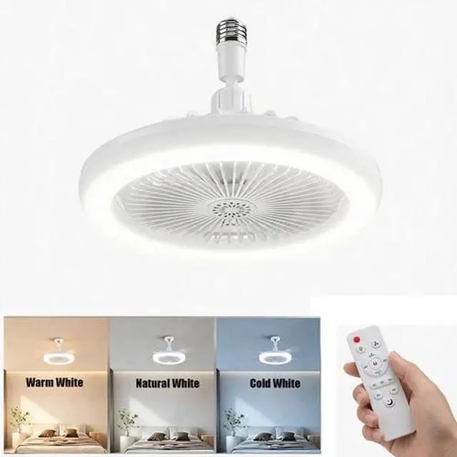 Alt view image 2 of 7 - Dimmable Ceiling Fan with Lights and Remote Socket Fan light with Dimmable Led