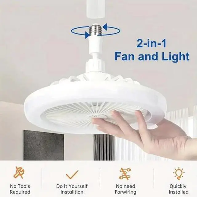 Alt view image 3 of 7 - Dimmable Ceiling Fan with Lights and Remote Socket Fan light with Dimmable Led