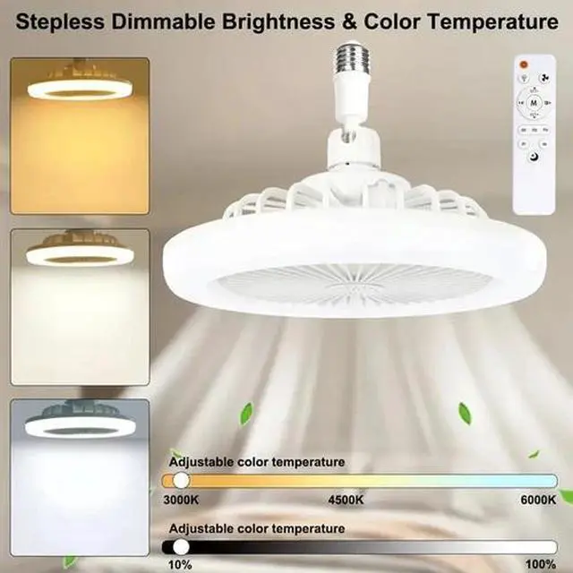 Alt view image 7 of 7 - Dimmable Ceiling Fan with Lights and Remote Socket Fan light with Dimmable Led