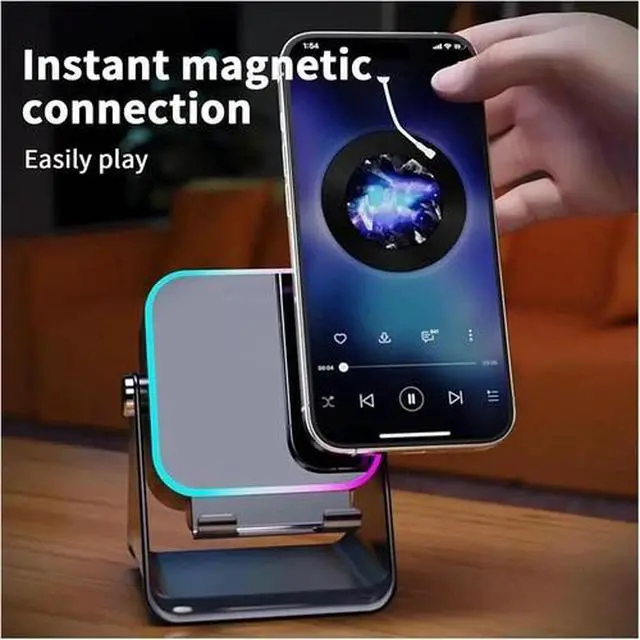 Alt view image 3 of 7 - NEW Wireless Induction Speaker 5-in-1 Bluetooth Speaker With Phone Stand USA