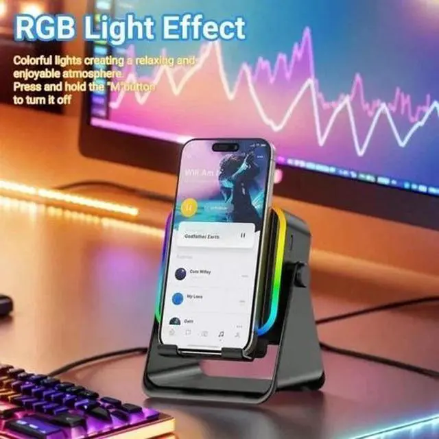Alt view image 6 of 7 - NEW Wireless Induction Speaker 5-in-1 Bluetooth Speaker With Phone Stand USA