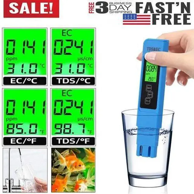 Main image of Digital TDS EC PPM Tester Meter Water Purity Hydroponics Water Quality Test Pen