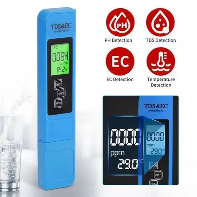 Alt view image 3 of 7 - Digital TDS EC PPM Tester Meter Water Purity Hydroponics Water Quality Test Pen