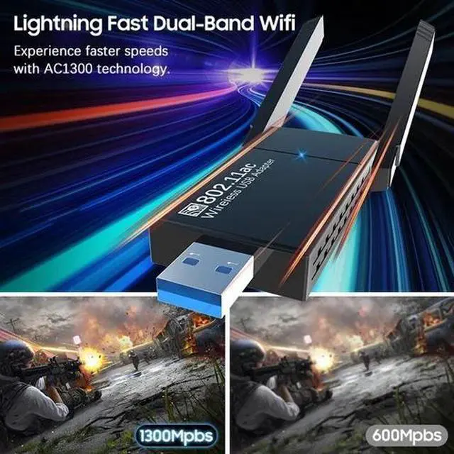Alt view image 5 of 7 - USB 3.0 Wireless WIFI Adapter 1300Mbps Long Range Dongle Dual Band Network lot