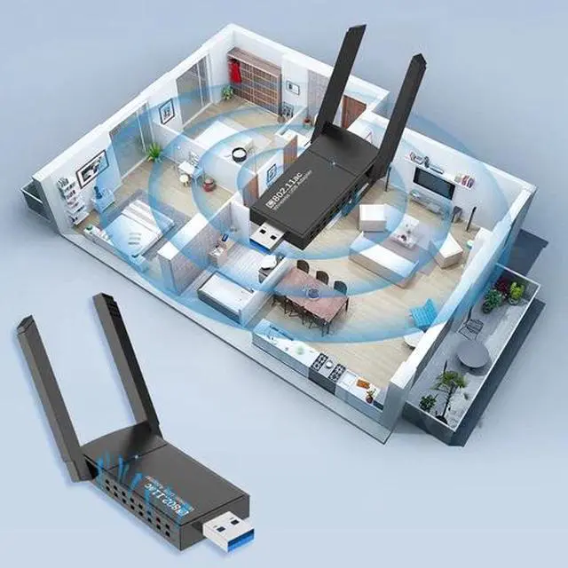 Alt view image 7 of 7 - USB 3.0 Wireless WIFI Adapter 1300Mbps Long Range Dongle Dual Band Network lot