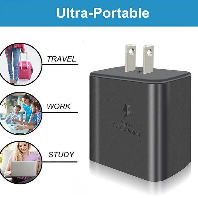 Alt view image 5 of 7 - 45 Watts USB-C Super Fast Charging Wall Charger & USB-C Type C Cable For Samusng
