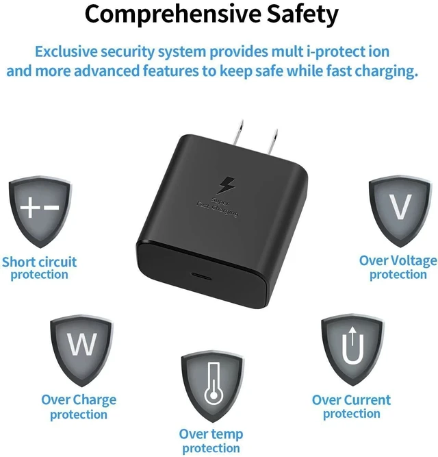 Alt view image 4 of 7 - 45 Watts USB-C Super Fast Charging Wall Charger & USB-C Type C Cable For Samusng