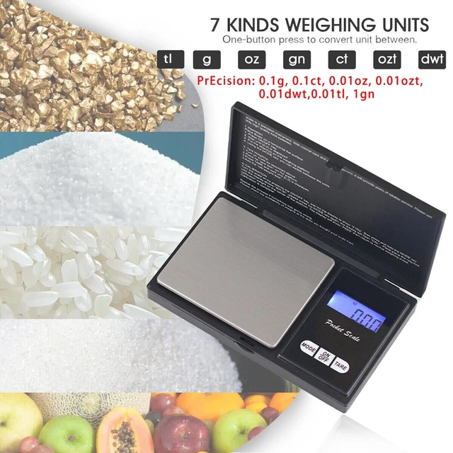 Alt view image 3 of 7 - Digital Scale 1000g x 0.1g Jewelry Gold Silver Coin Gram Pocket Size Herb Grain