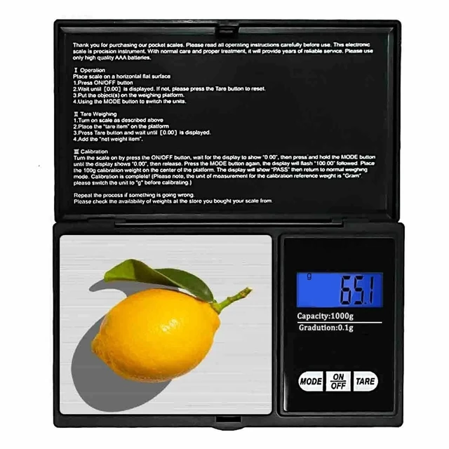 Alt view image 5 of 7 - Digital Scale 1000g x 0.1g Jewelry Gold Silver Coin Gram Pocket Size Herb Grain