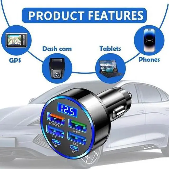Alt view image 3 of 7 - 4 USB Port Super Fast Car Charger Adapter for iPhone Samsung Android Phone LOT