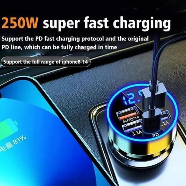 Alt view image 7 of 7 - 4 USB Port Super Fast Car Charger Adapter for iPhone Samsung Android Phone LOT