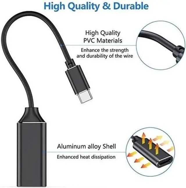 Alt view image 6 of 7 - USB-C Type C To HDMI Adapter USB3.1 Cable For MHL Android Phone Tablet Black Lot